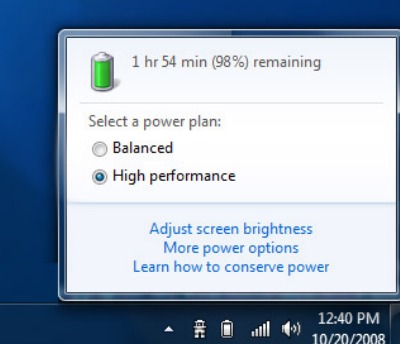Батарея Windows 7